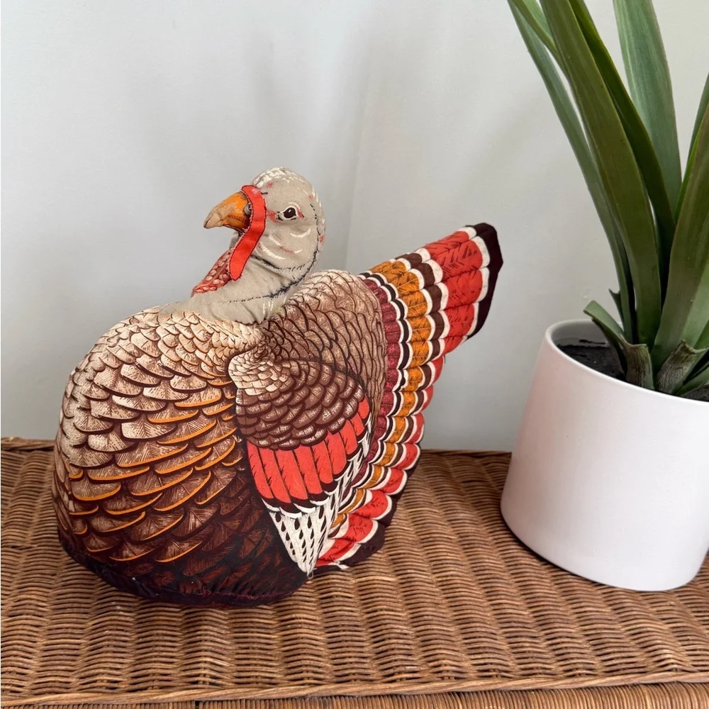Vintage 70s 80s Turkey Pillow Fall Thanksgiving Decor EUC